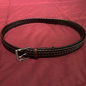 Men's leather woven belt - brown - 50"